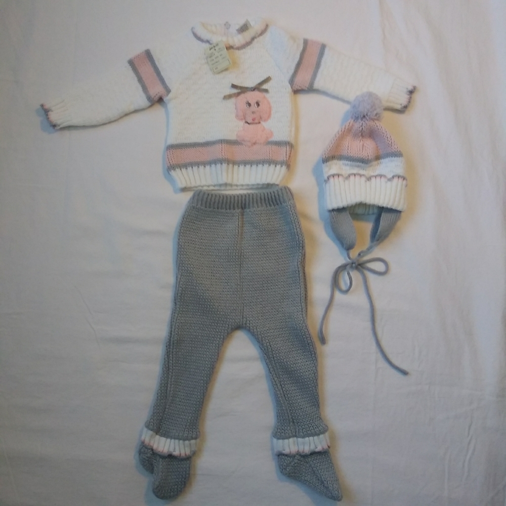 Poodle 3-piece Baby Outfit (top, bottom, hat)